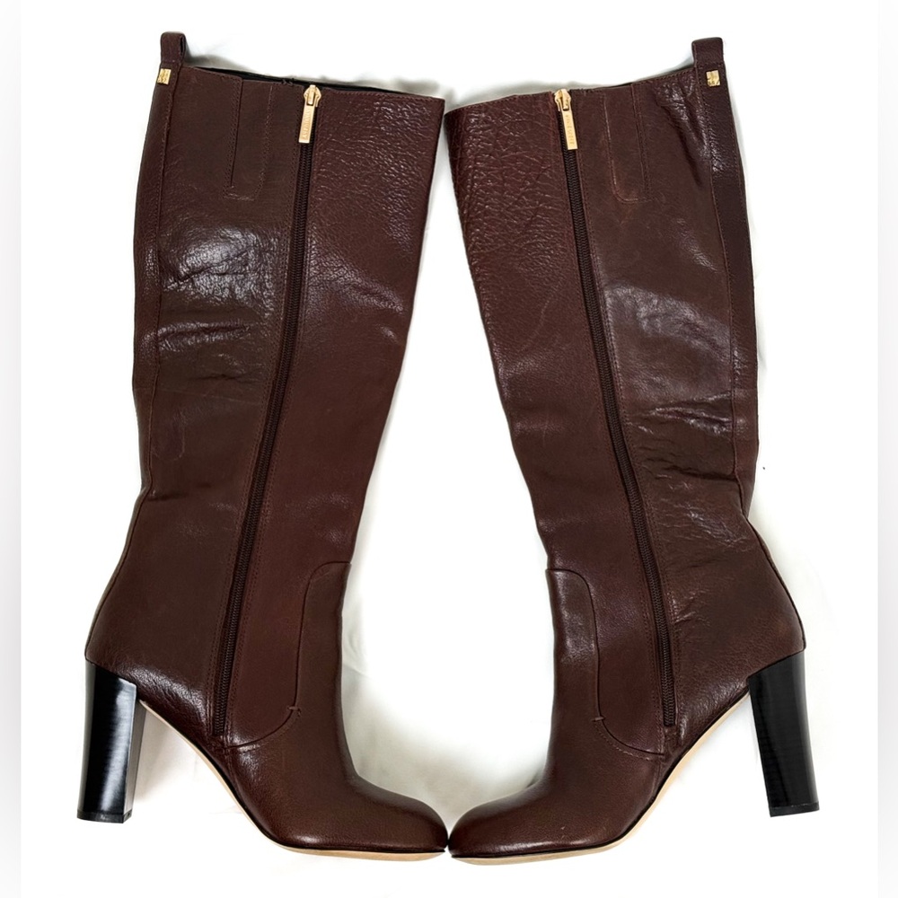 Nine West Sabora Brown Leather High Heel Winter Boots Size 8 - Picture 8 of 10
